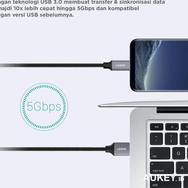Aukey Cable 2M Braided Type C USB 3.0 - 500254