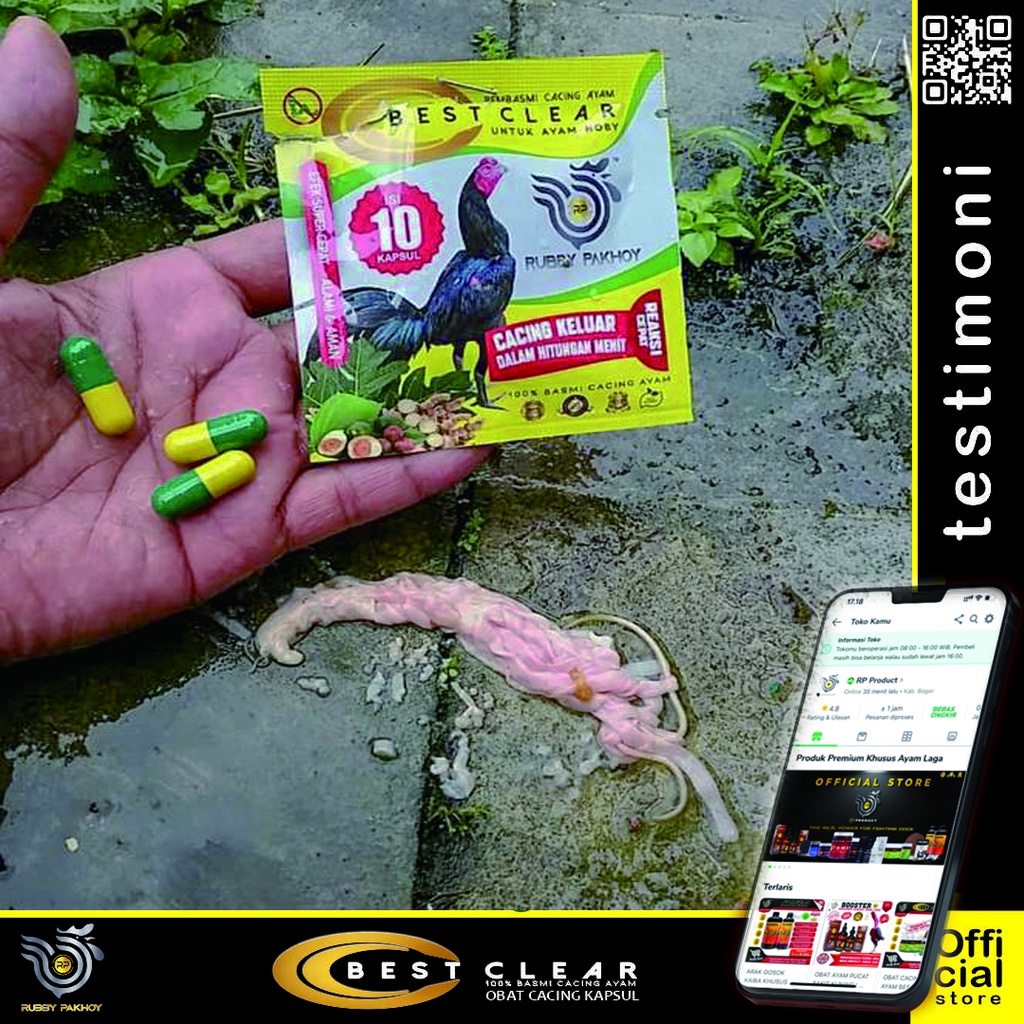 OBAT CACING AYAM BEST CLEAR RP 1 RENCENG 20 SACHET