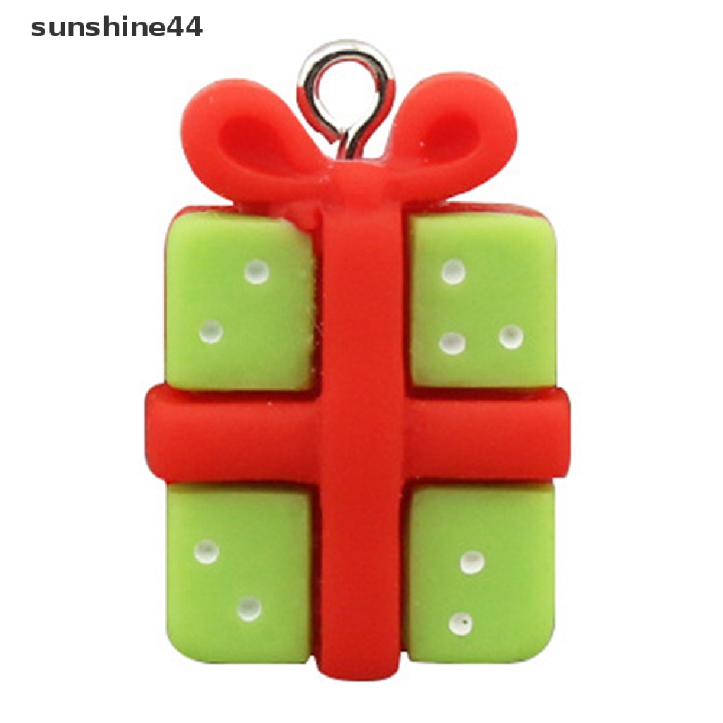 Sunshine 10Pcs / Set Liontin Cabochon Resin Flat Back Motif Balon / Pohon Natal Untuk Membuat Perhiasan