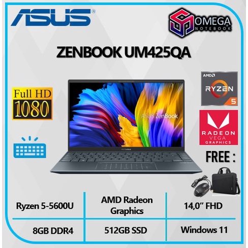 ASUS Zenbook UM425QA Ryzen 5 5600 8GB 512GB Windows 10 Pro 14,0 FHD