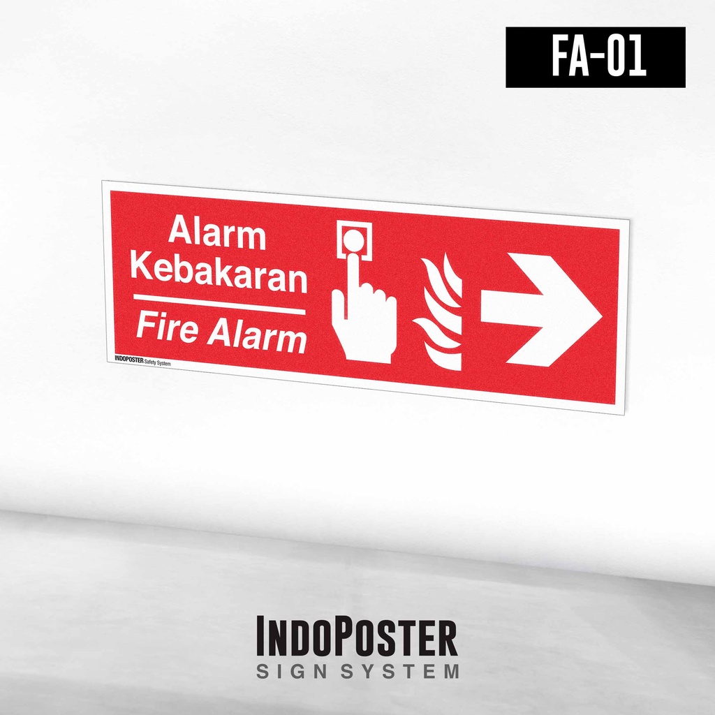 

Stiker Safety Sign Rambu K3 Fire Alarm Kebakaran Arah Kanan dan Kiri