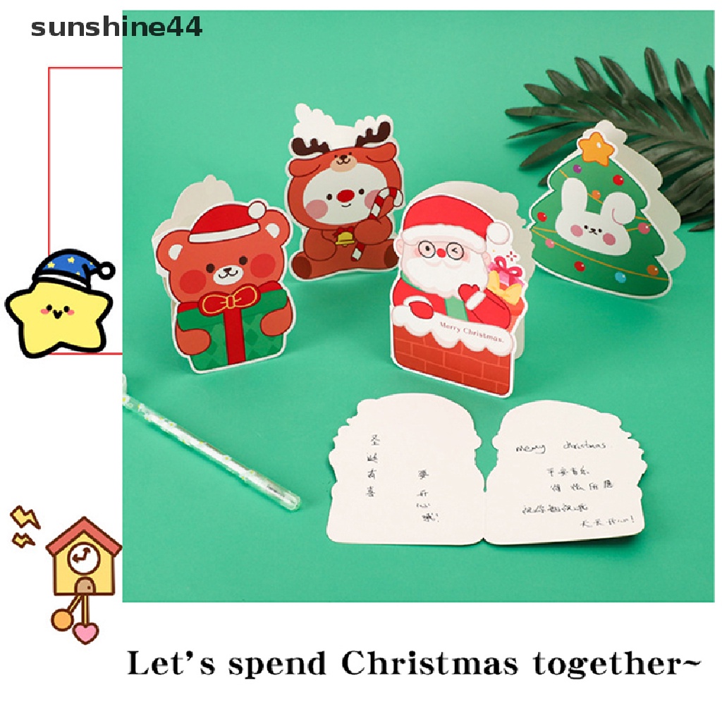 Sunshine 5Pcs Kartu Ucapan Selamat Natal / Tahun Baru