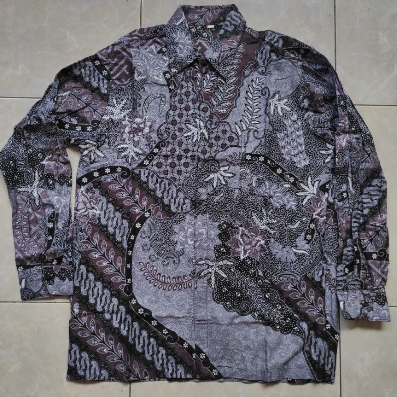 ATASAN KEMEJA BATIK PRIA LENGAN PANJANG WARNA UNGU LILAC PURPLE VIOLET / HEM BATIK PRIA WARNA UNGU M L XL XXL