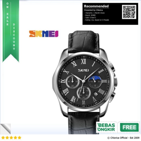Unik SKMEI Jam Tangan Analog Pria Strap Kulit - 9260 - Hitam/Hitam SKMEI Berkualitas