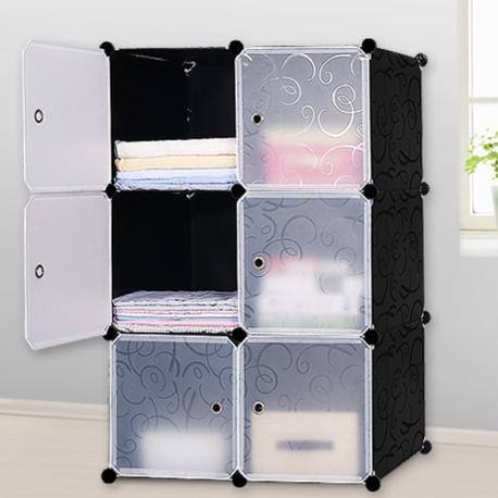 

Lemari susun plastik rak buku 6 pintu putih polos rak tas portable stock ready