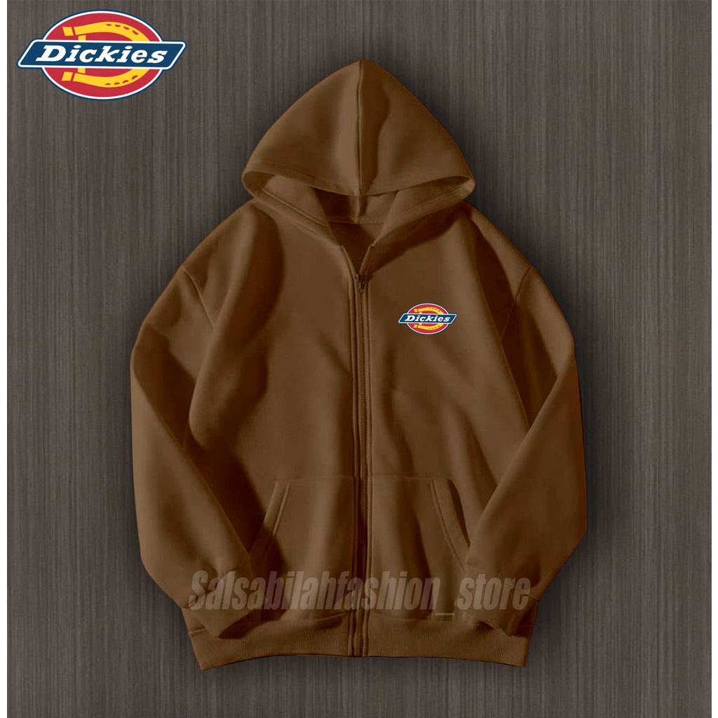 L,XL,XXL Jaket zipper hoodie DICKIES hitam