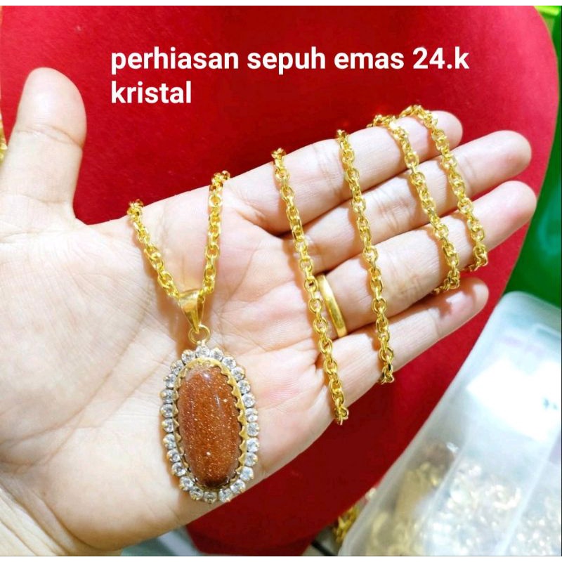 kalung sepuh emas 24.k kristal
