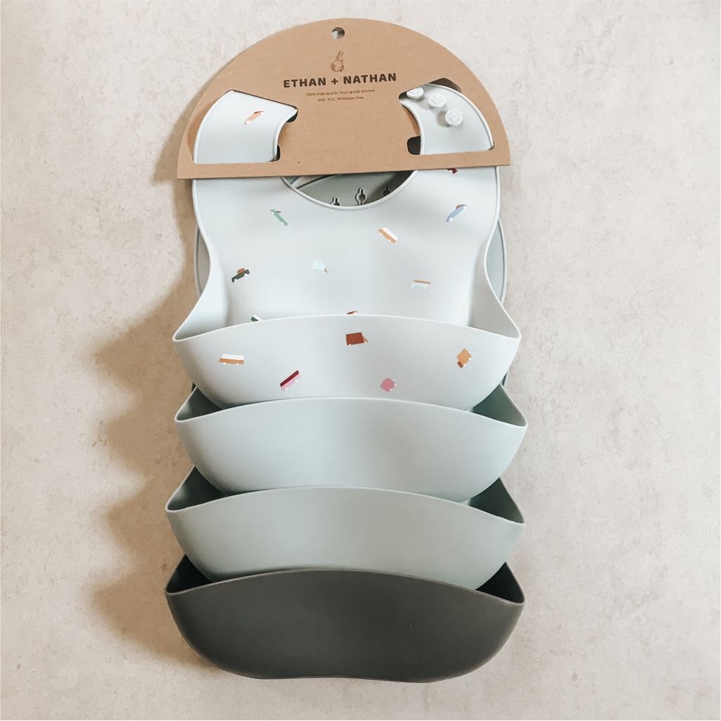 ETHAN + NATHAN SILICONE PATTERN BABY BIB