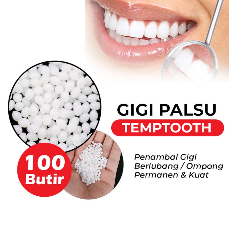PENAMBAL GIGI BERLUBANG 100 BUTIR / TEMPTOOTH / GIGI PALSU / LEM GIGI PADAT / LEM GIGI BERLUBANG