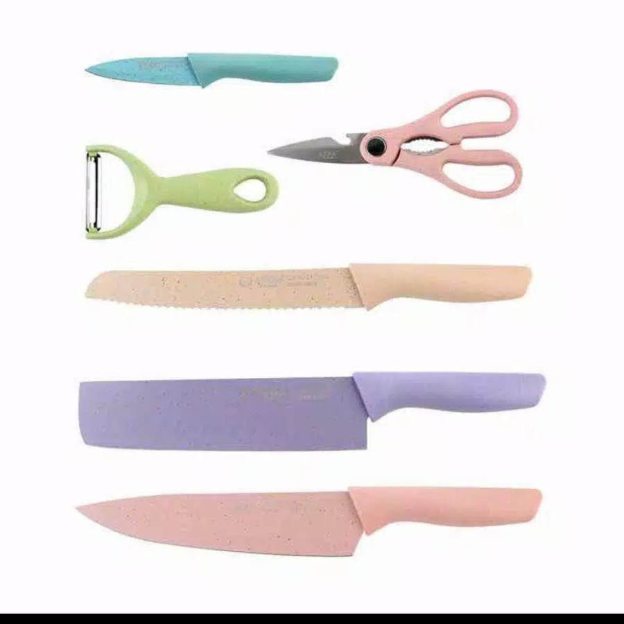 Pisau Jerami Set 6 in 1 - Evcriverh Knife Set - Pisau Set Jerami Color - YS Shop
