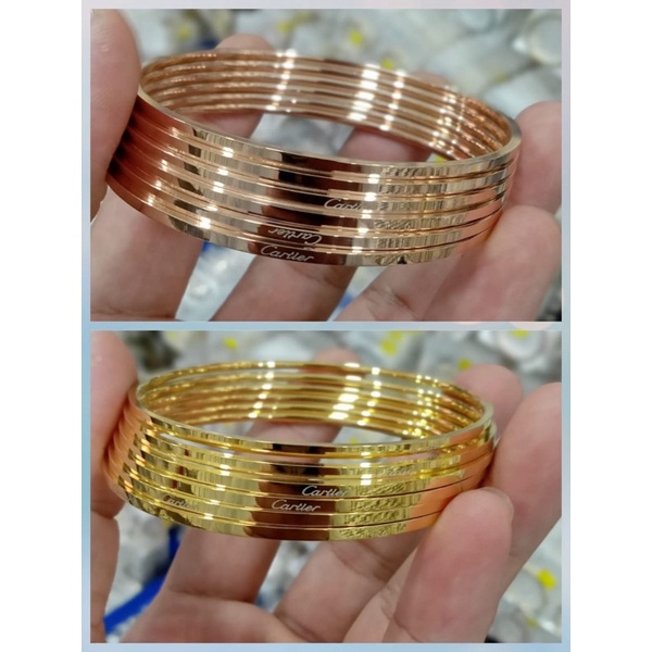 gelang keroncong titanium berlapis emas isi 6pcs