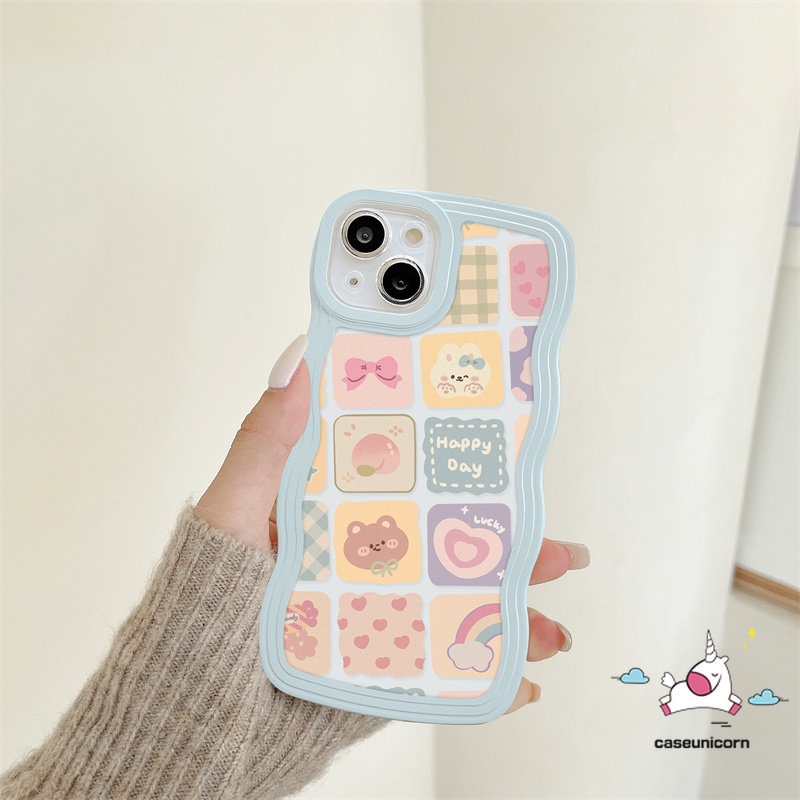 Soft Case Motif Kartun Beruang Hati Pelangi Untuk iPhone 11 14 12 13 Pro Max XR 6 6s 7 8 Plus 14 Plus X XS Max SE 2020