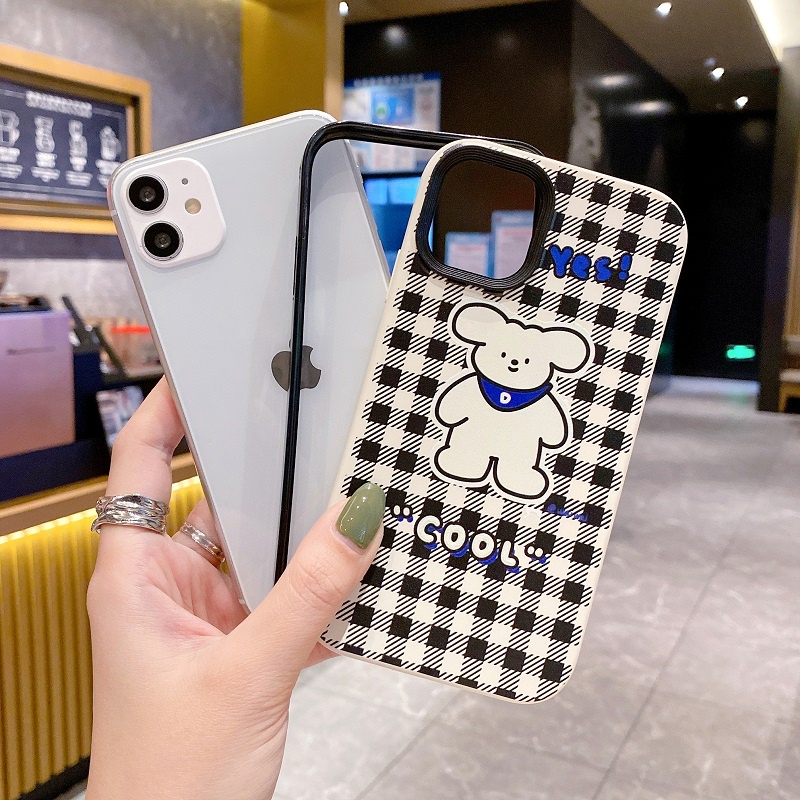 (3 In 1) Soft case Silikon Motif Kartun Beruang Untuk iPhone 11 12 13 14 Pro MAX X XR XS MAX 7 8 Plus