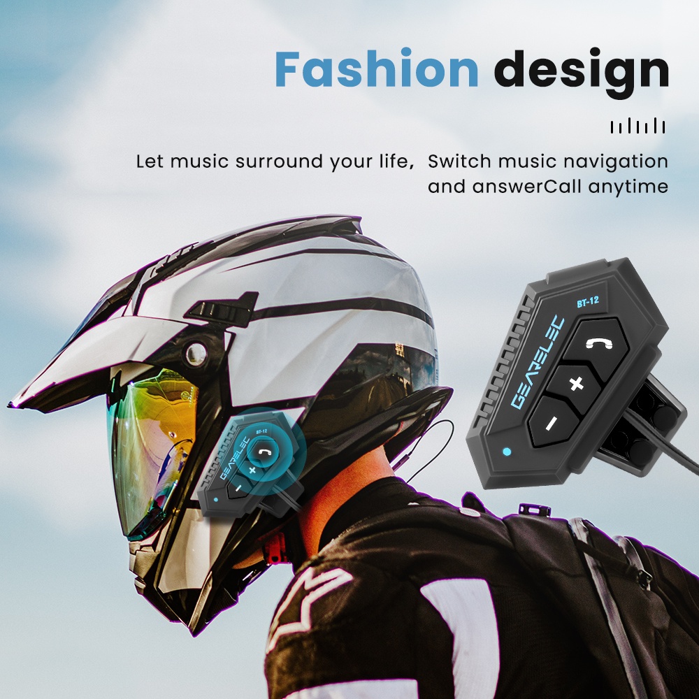 BT12  Bluetooth 5.0 Helm Sepeda Motor Headset Tahan Air Nirkabel dengan Baterai 2000mAh NOT intercom