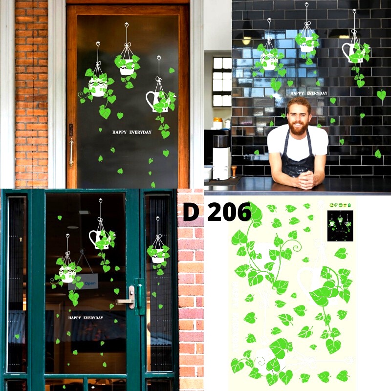 D 206 WALL STIKER STICKER WALLSTICKER DINDING TEMBOK PINTU LEMARI RUANG TAMU DAUN MOESTERA DAUN HIJAU SALUR GANTUNG RANTING HIJAU POT GANTUNG DEORASI RUMAH KACA PINTU JENDELA MURAH