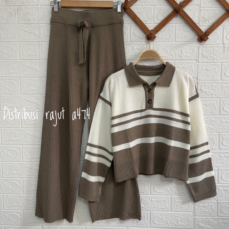 ONESET SWEATER RAJUT PEPONI SETELAN CELANA KULOT