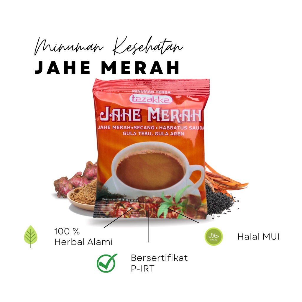 

Minuman Kesehatan Herbal Sachet Instan Jahe Merah Original Dari Tazakka