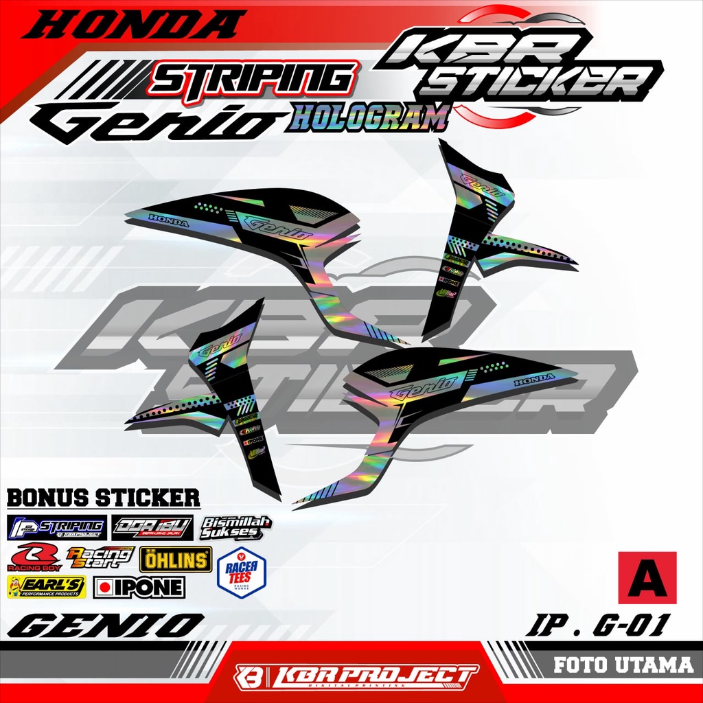(COD)  STICKER STRIPING GENIO HOLOGRAM RSTRIPING MOTOR VARIASI TERBARU HONDA GENIO HOLOGRAM G.01