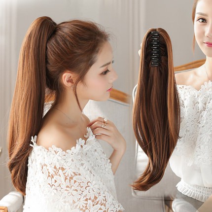 CPL hair clip on jepitan 60 cm ponytail lurus rambut palsu kuncir kuda