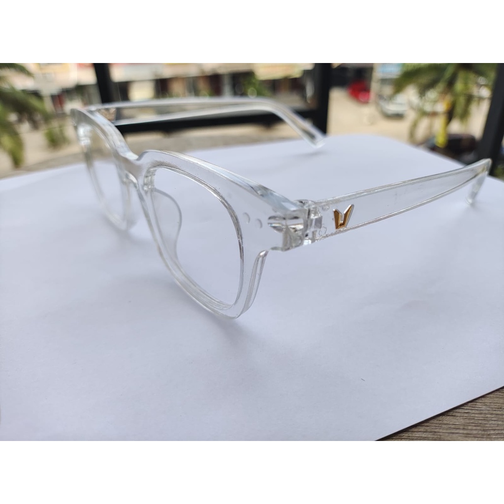 RRNS KM-005 Kacamata Wanita Pria Optik Anti Sunglass Dengan Fashion Sunglasses Kacamata Hitam-TRANSPARAN