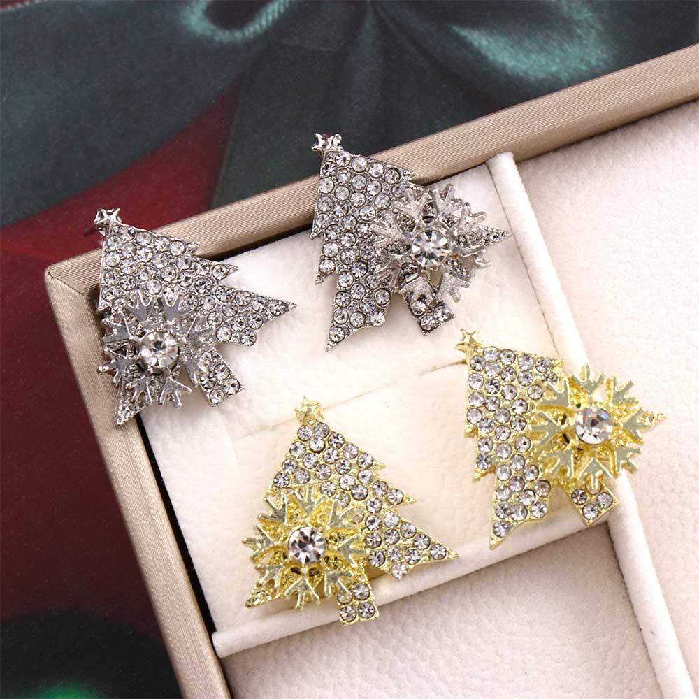 Mxbeauty Anting Pohon Natal Mewah Gaya Korea Anting Hadiah Anting Menjuntai Yang Dapat Diputar Snowflake Gadis Wanita Anting Pejantan