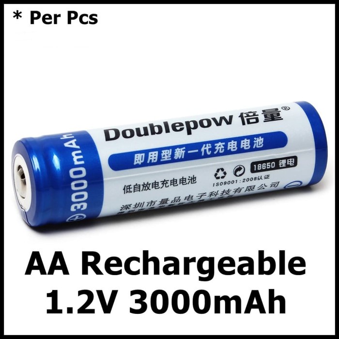 DOUBLEPOW Baterai Cas Ni-MH AA Rechargeable 1.2V 3000mAh 1 PCS