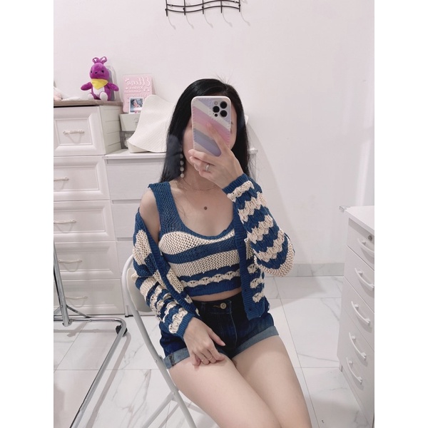 Outer knit salur + inner | Outer rajut luaran + dalaman | cardigan rajut wanita | cardigan import wanita | korean fashion import |aquarius boutique89