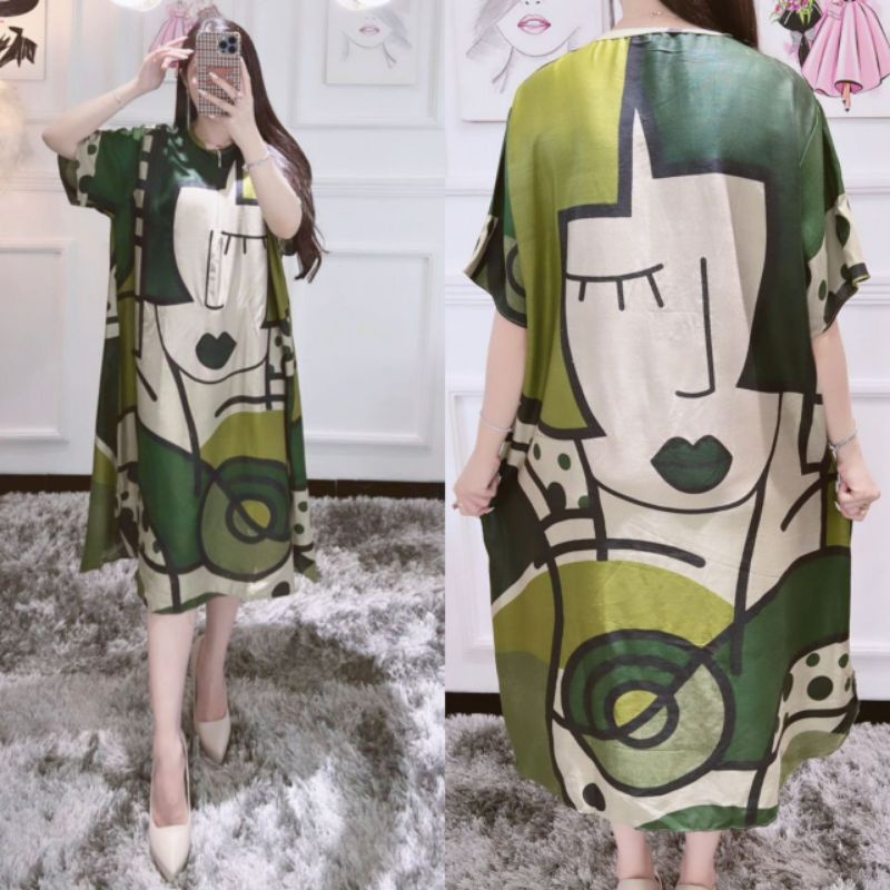 Baju Dress Motif Lucu Karakter wanita dewasa busui kekinian