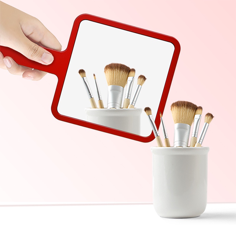 Cermin Rias Portable 9 Purpose 16CM Bentuk Kotak Warna Acak Dengan Gagang Untuk Wanita