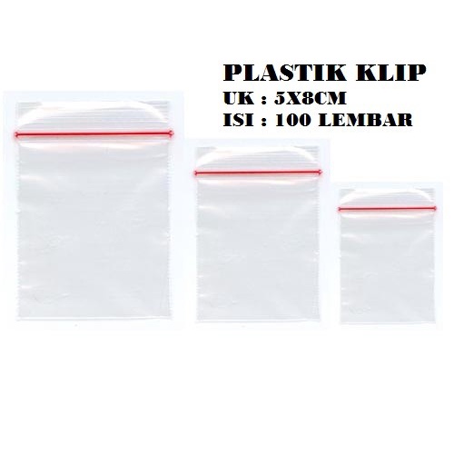 Per Bungkus Zipper Bag Plastik Clip Ukuran 5 x 8 1 Pack isi 100 Lembar