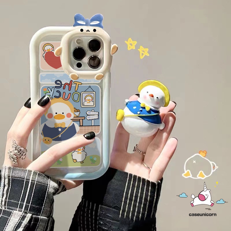 Soft Case Desain Kartun Bebek Monster 3D Untuk iPhone 11 14 12 13 Pro MAX 6 6s 7 8 14 Plus XR X XS MAX SE 2020