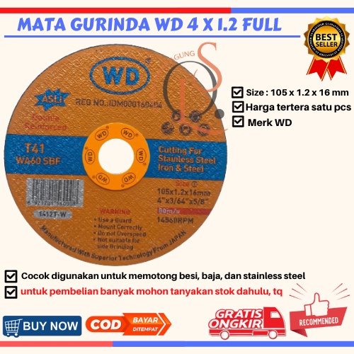 MATA GURINDA POTONG BESI 4 x 1.2 WD BATU GURINDA GERINDA POTONG