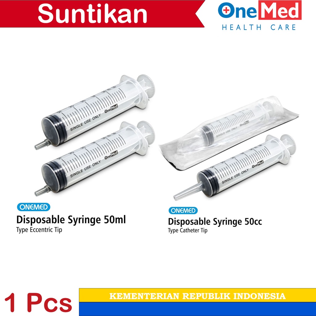 Syringe 50cc OneMed / Spuit Onemed 50ml Lubang Tengah &amp; lubang Pinggir Pcs