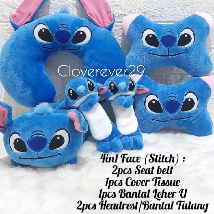 Bantal Lehar karakter Face & Bantal Headrest Mobil 4in1 accessories mobil