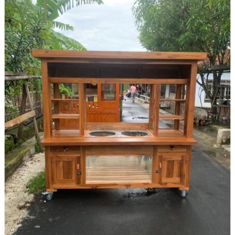 Gerobak mie ayam bakso 2 etalase / rombong mie ayam bakso etalase 2