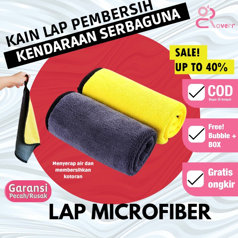 Kain Handuk Lap Microfiber Alat Pembersih Serap Air Minyak Kotoran Kaca Motor Mobil Helm Lantai Meja Kursi Jendela Kompor Dapur 2 Sisi Halus Tebal Daya Serap Tinggi Multifungsi Anti Lecet Ukuran 30x30 Mikrofiber Car Wash Towel