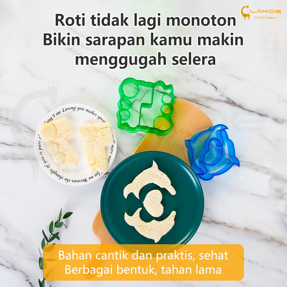 LAKOE Cetakan Nasi Bento Sandwich Mold Cutter cetakan pemotong roti tawar