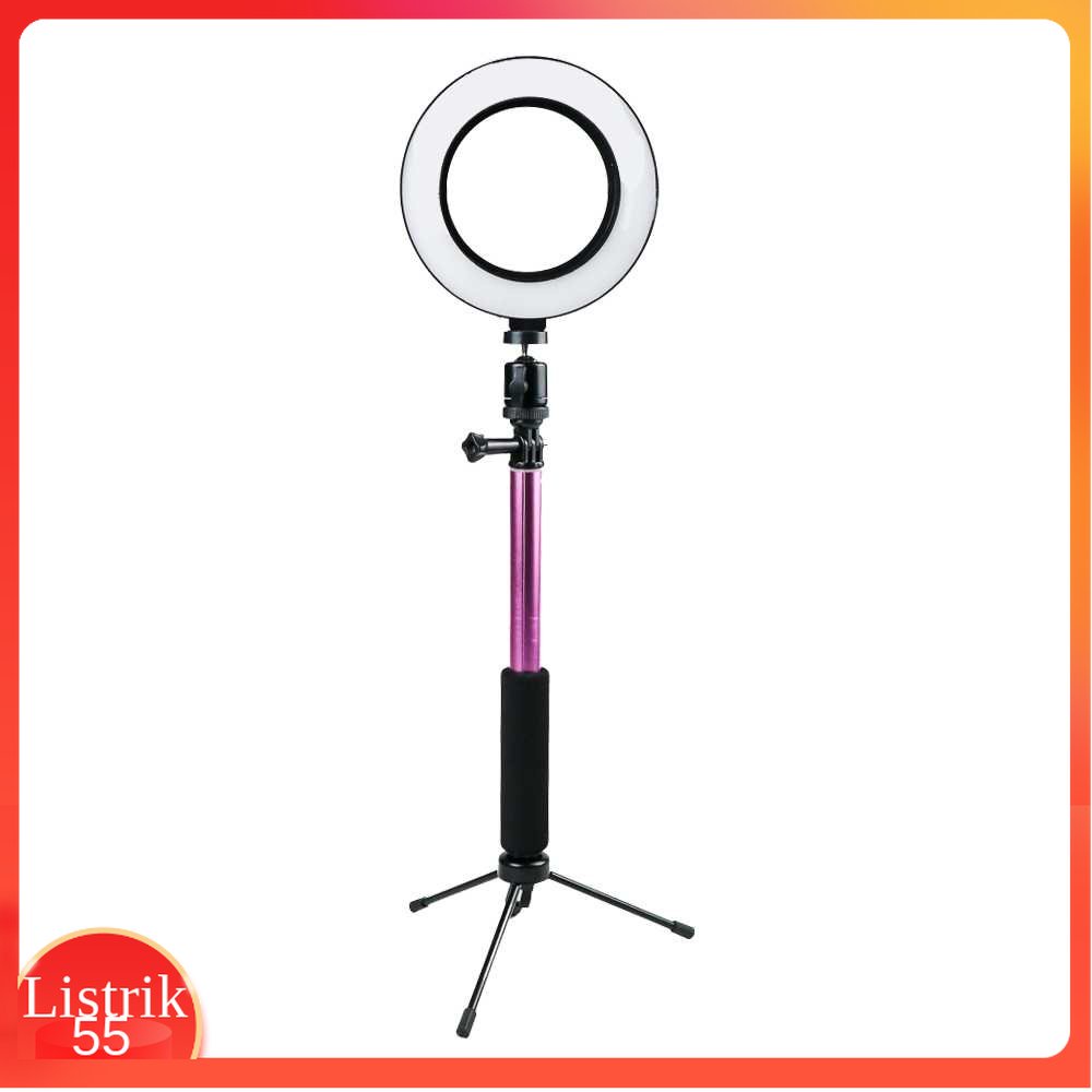 TaffSTUDIO Lampu Halo Ring Light LED Kamera 16CM with Tripod - EL940008A