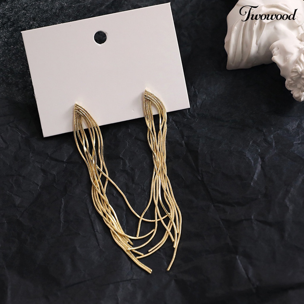 1 Pasang Anting Rumbai Menjuntai Hypoallergenic Bahan Logam Gaya Bohemian Untuk Wanita