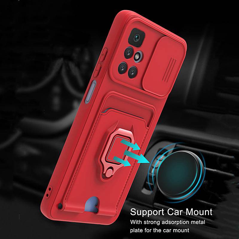 Case Pelindung Lensa Geser Dengan Ring Holder Kartu Untuk Redmi Note 10 10s 9 8 11 Pro Max 4G 5G