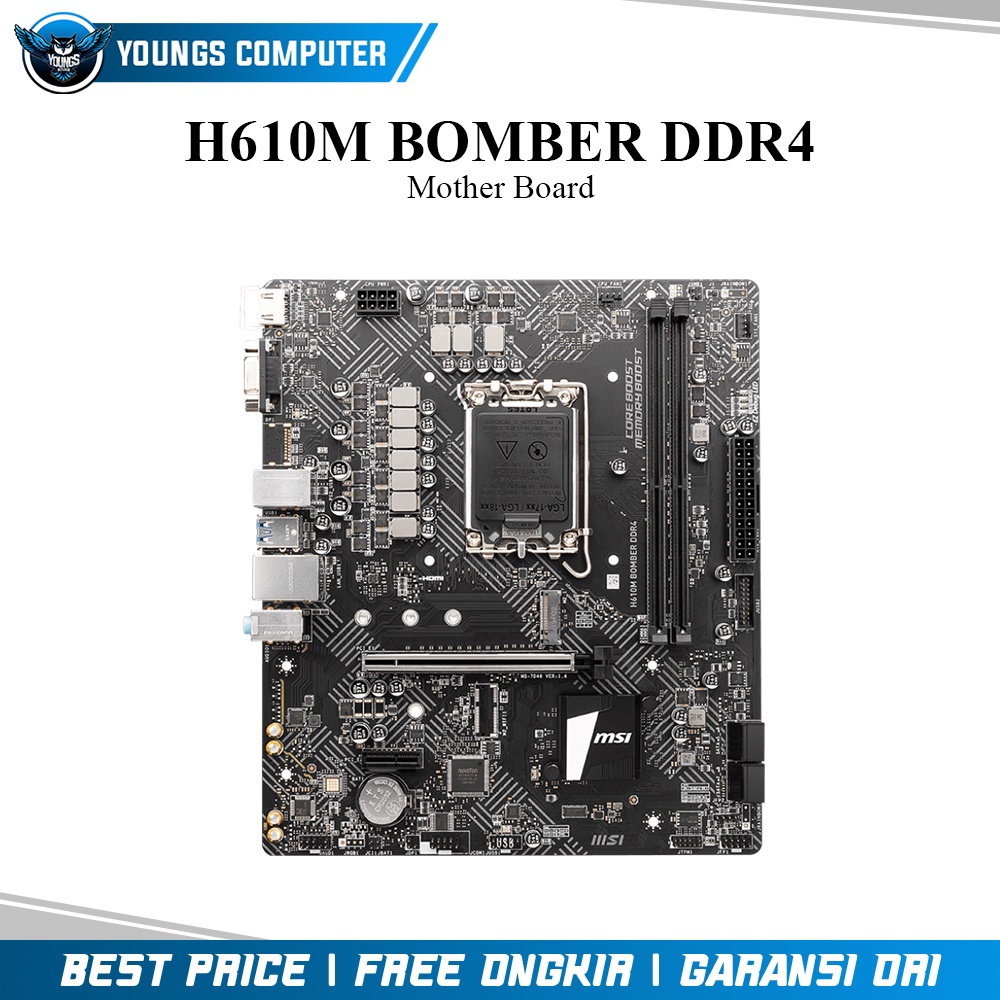 MSI H610M BOMBER | MOTHER BOARD INTEL H610 DDR4 LGA1700 MATX