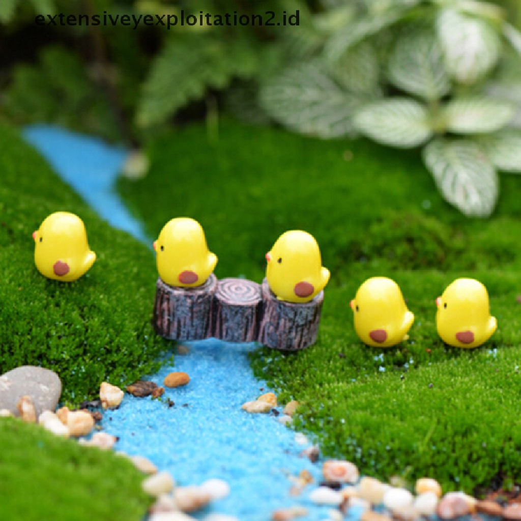 5 Pcs Miniatur Ayam Kuning mini Untuk Dekorasi Taman Rumah Boneka