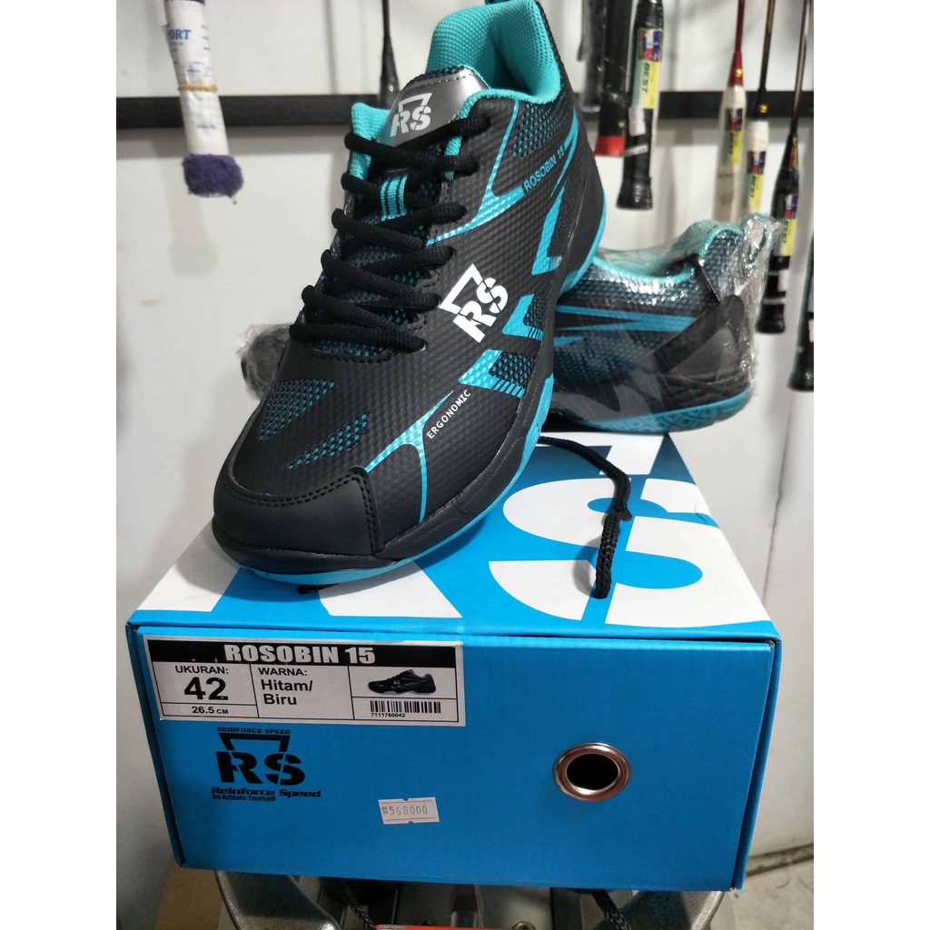 SEPATU BADMINTON RS ROSOBIN 15 BLACK/ BLUE 42