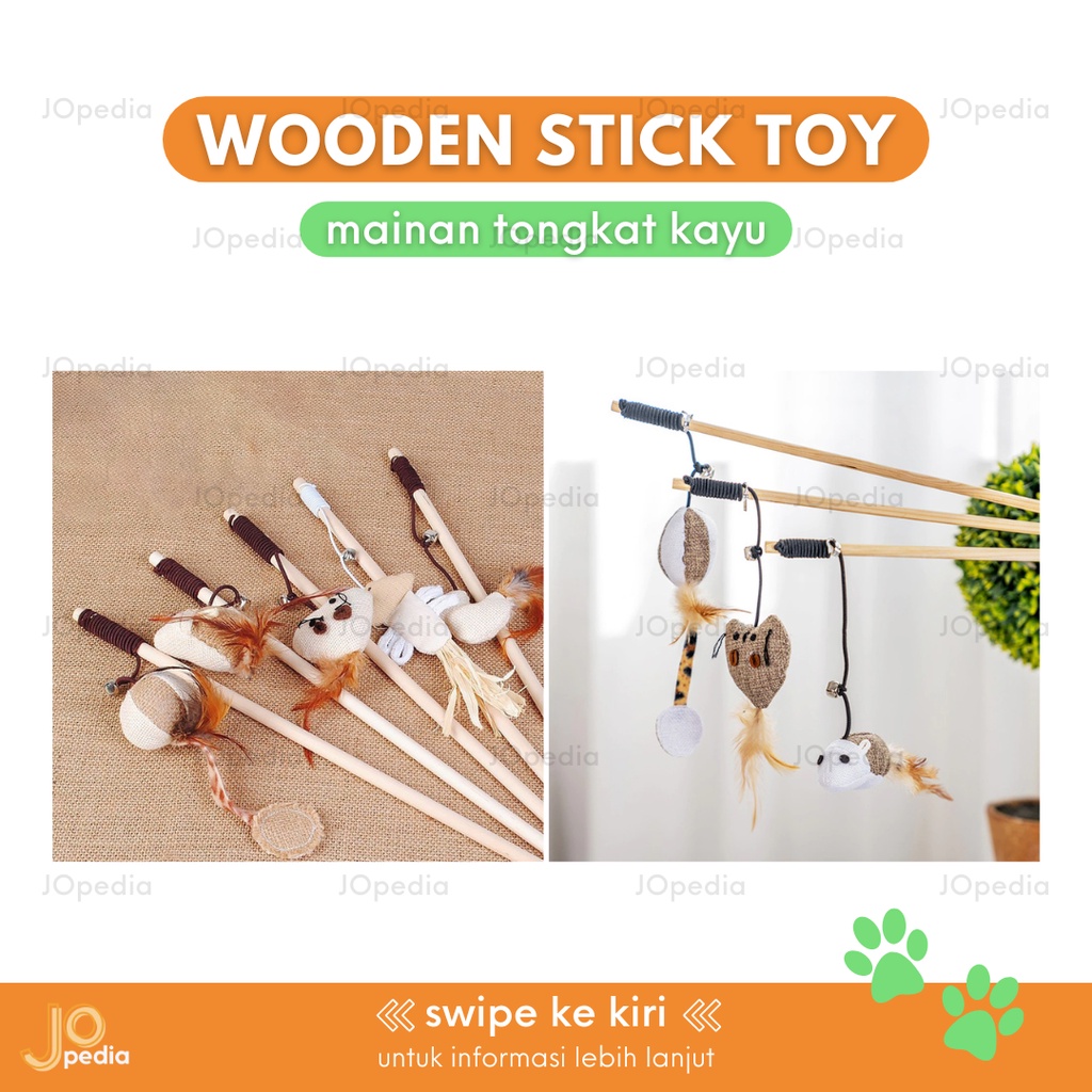 TONGKAT KAYU BULU A Mainan Kucing Stik Wooden Stick Toy Cat Teaser