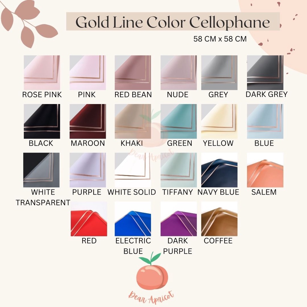 

[20 LEMBAR] KERTAS FLOWER WRAPPING GOLD LINE COLOR TRANSPARENT CELLOPHANE KERTAS BUKET BUNGA HAND BOUQUET