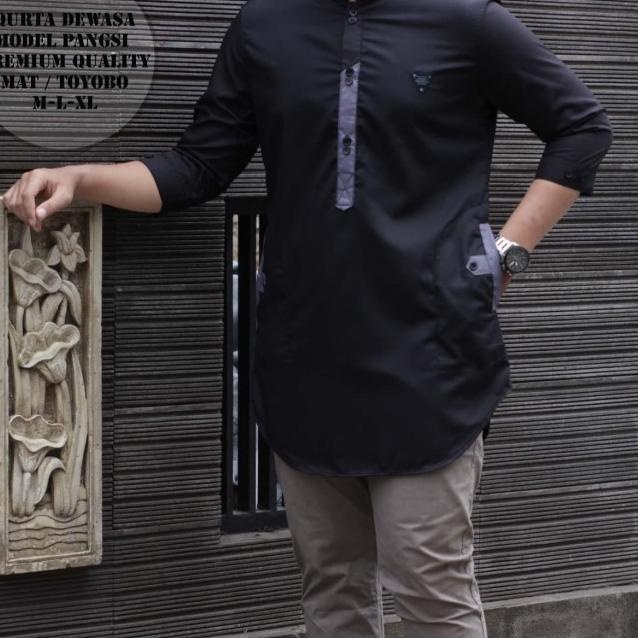 baju muslim Qurta koko pakistan/koko kurta pakistan progress navy M - Abu-abu, XXXL
