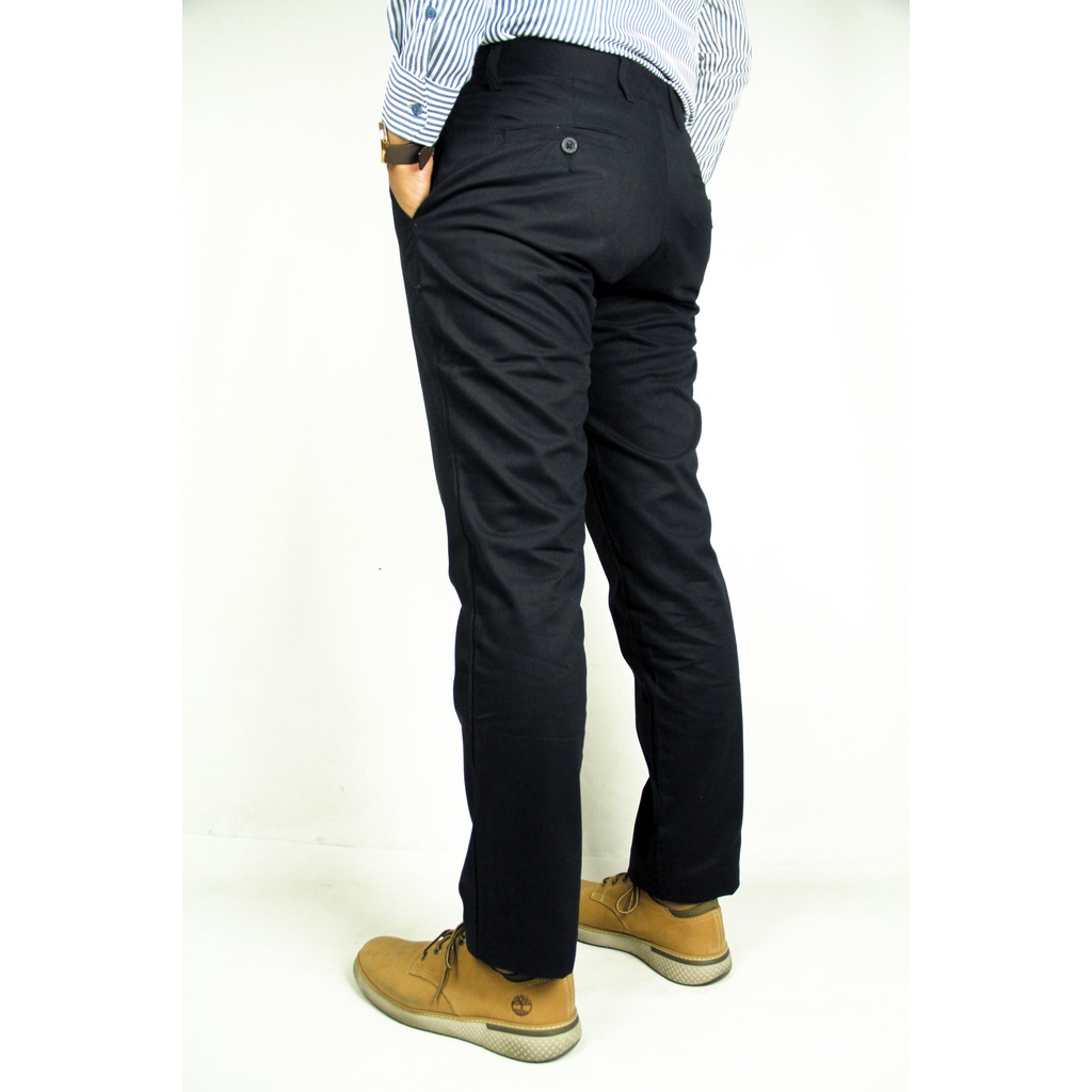 Celana Chino Panjang Pria COLE Hitam Slimfit Bahan Stretch - Black (B)  | Bahan 100% Katun | Original Brand