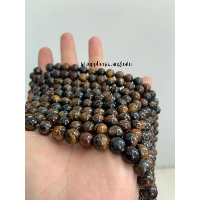 blackBROWN tiger eye biduri sepah coklat mata singa 8mm natural akik