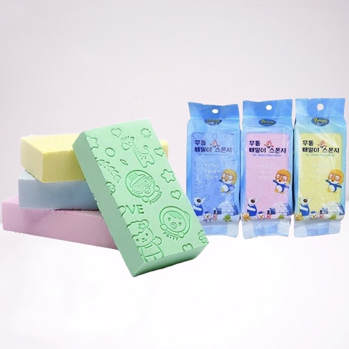 spons daki spon mandi bayi scrub sponge busa lembut ori pororo korea