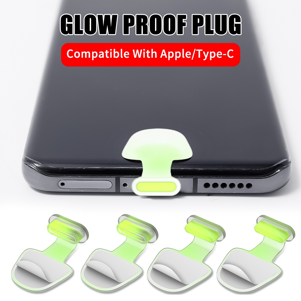 Cover Pelindung Port Charger USB Tipe C Bahan Silikon Luminous Anti Hilang / Air / Debu Untuk IPhone